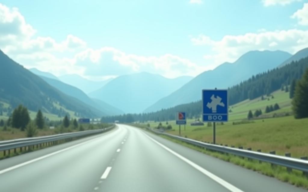 Autobahn in Österreich mit Vignettenschild